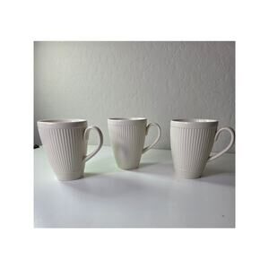 Vintage WEDGWOOD Windsor Ivory Ribbed England 8oz Coffee Mugs Set of 3